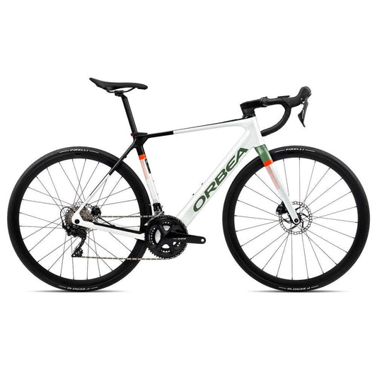 Orbea Carbon Electrical Race Bike - Orbea gain M30 105 - 2023 - White Chic - Green Artichaut (gloss)